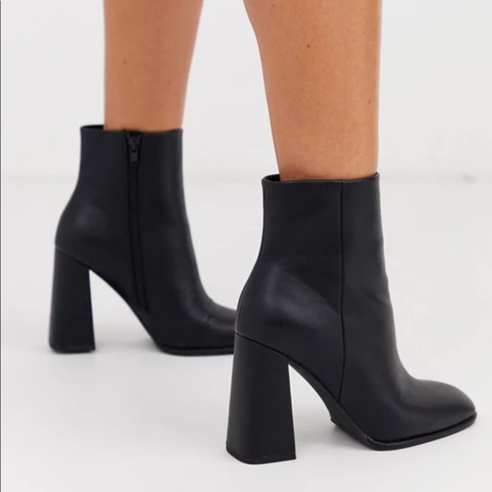ASOS Design Ending Heeled Ankle Boot Black Sz 7